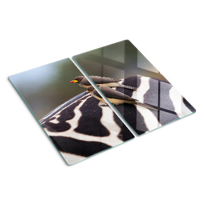 Glass kitchen board Birds on a zebra