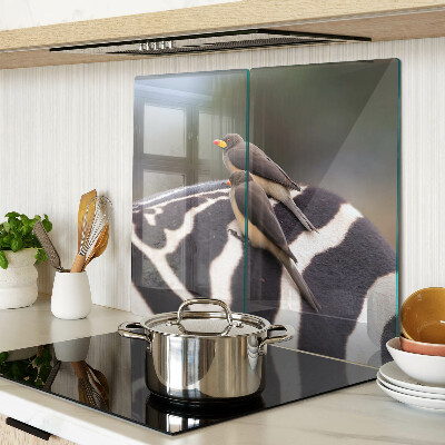 Glass kitchen board Birds on a zebra