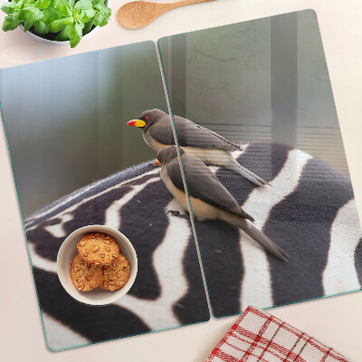 Glass kitchen board Birds on a zebra