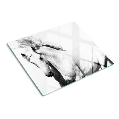 Glass kitchen board Horse in black and white