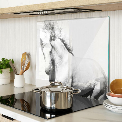 Glass kitchen board Horse in black and white
