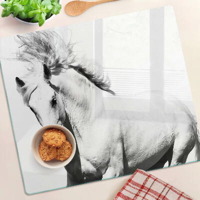 Glass kitchen board Horse in black and white