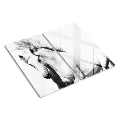 Glass kitchen board Horse in black and white