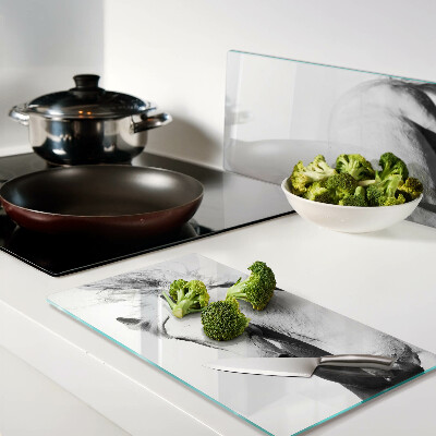 Glass kitchen board Horse in black and white