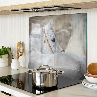 Glass chopping board White young horse