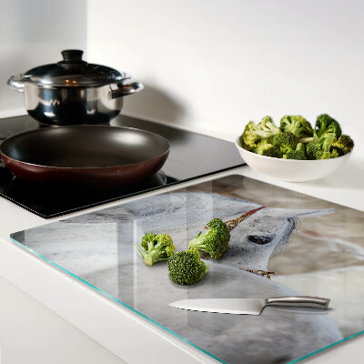 Glass chopping board White young horse