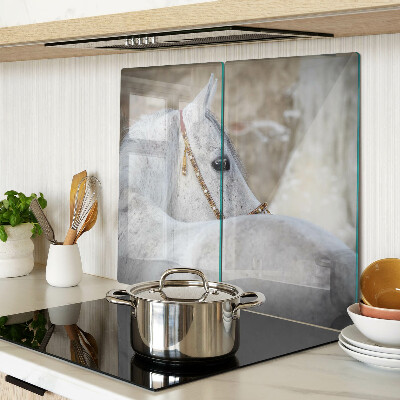 Glass chopping board White young horse
