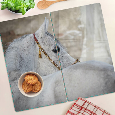 Glass chopping board White young horse