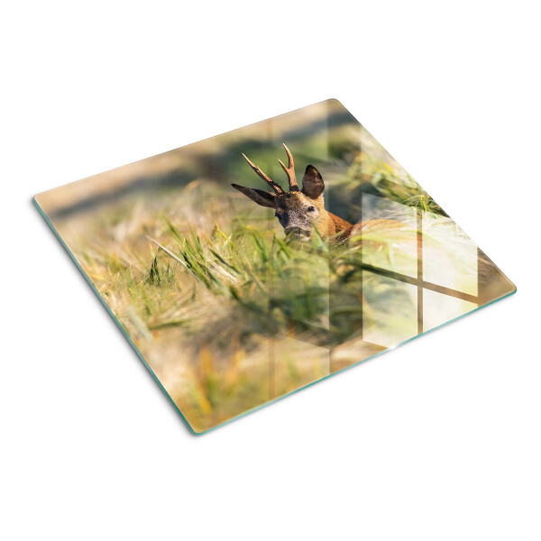 Glass chopping board A deer in a field