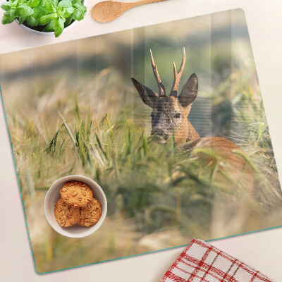 Glass chopping board A deer in a field