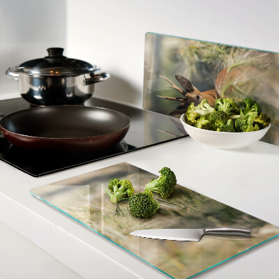 Glass chopping board A deer in a field