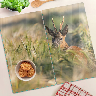 Glass chopping board A deer in a field