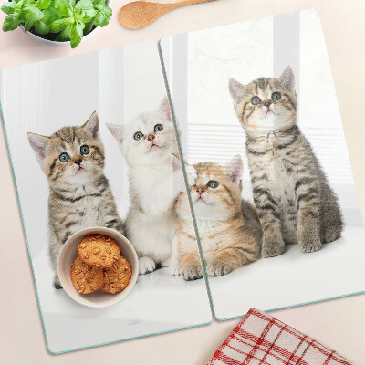 Glass kitchen board A flock of kittens