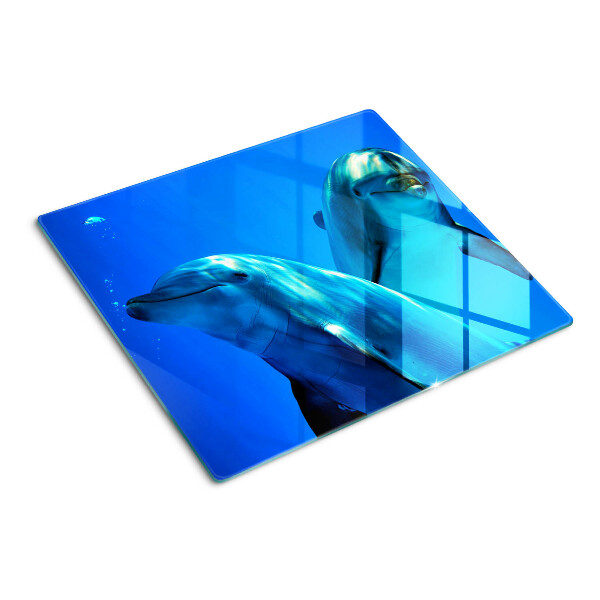 Glass kitchen board Dolphins in the water