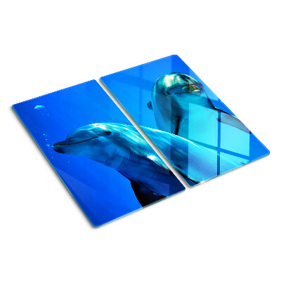 Glass kitchen board Dolphins in the water