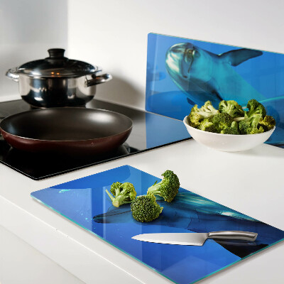 Glass kitchen board Dolphins in the water