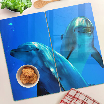 Glass kitchen board Dolphins in the water