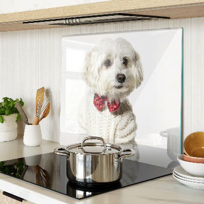 Glass chopping board Dog in a sweater with a bow