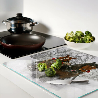 Glass chopping board Draft horses in the snow