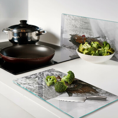 Glass chopping board Draft horses in the snow