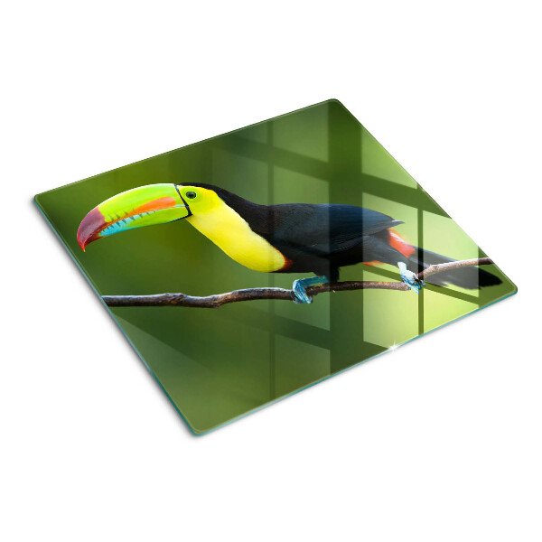 Glass chopping board Toucan on a branch