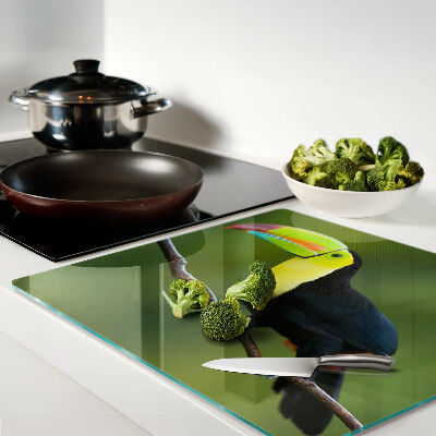 Glass chopping board Toucan on a branch