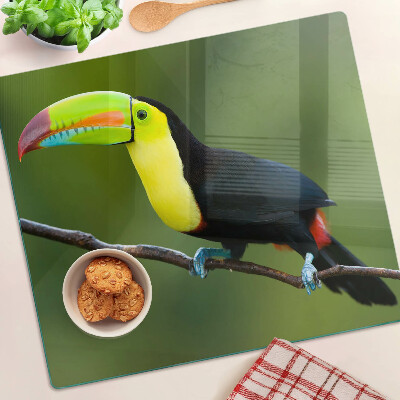 Glass chopping board Toucan on a branch