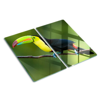 Glass chopping board Toucan on a branch