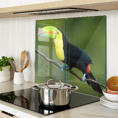 Glass chopping board Toucan on a branch