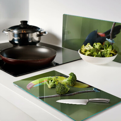 Glass chopping board Toucan on a branch