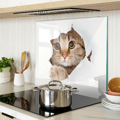 Glass chopping board A cat coming out of a hole