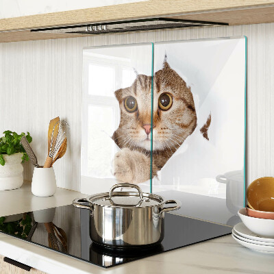 Glass chopping board A cat coming out of a hole