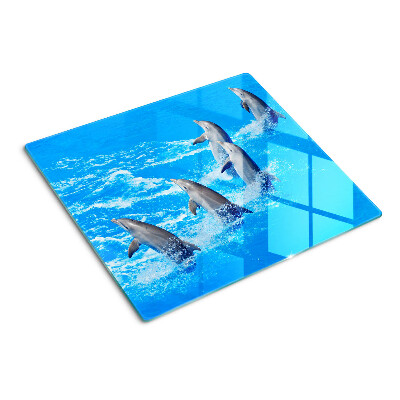 Glass kitchen board Dolphins jumping over waves