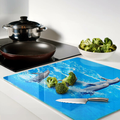 Glass kitchen board Dolphins jumping over waves