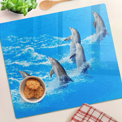 Glass kitchen board Dolphins jumping over waves