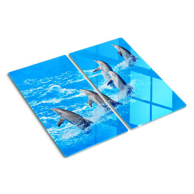 Glass kitchen board Dolphins jumping over waves