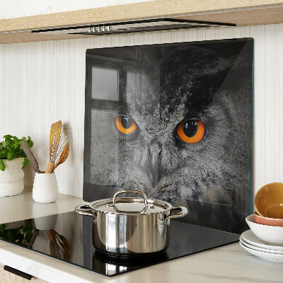 Glass chopping board Owl with orange eyes
