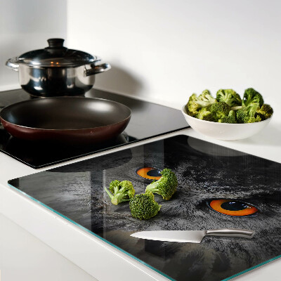 Glass chopping board Owl with orange eyes