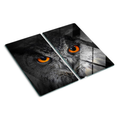 Glass chopping board Owl with orange eyes