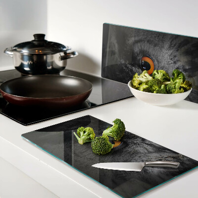 Glass chopping board Owl with orange eyes
