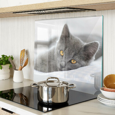 Glass chopping board Cat with yellow eyes