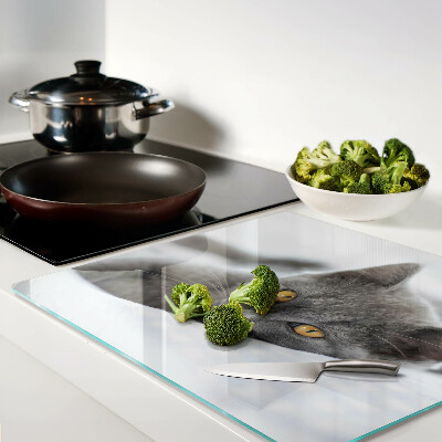 Glass chopping board Cat with yellow eyes