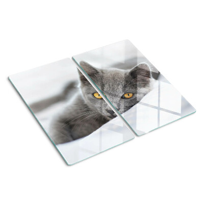 Glass chopping board Cat with yellow eyes