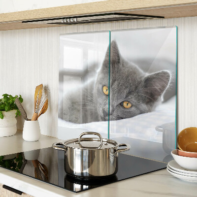 Glass chopping board Cat with yellow eyes