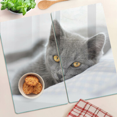 Glass chopping board Cat with yellow eyes