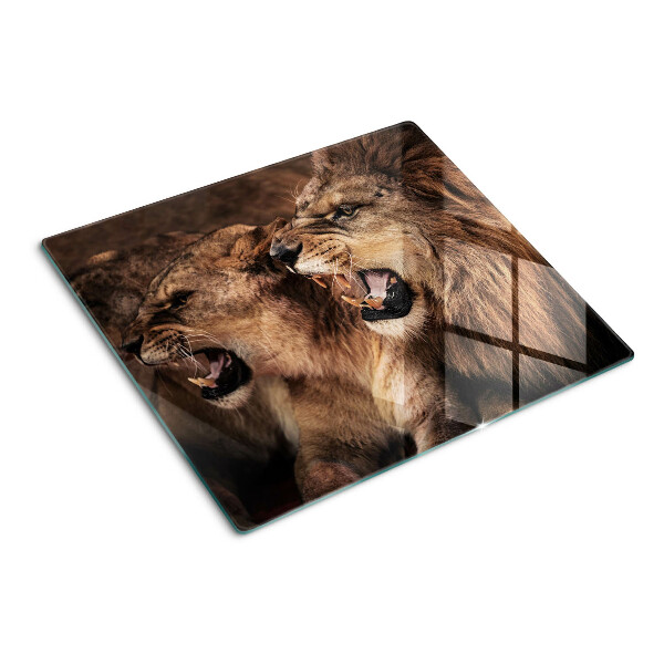 Glass kitchen board Roaring lions