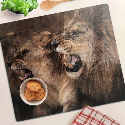 Glass kitchen board Roaring lions