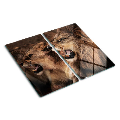 Glass kitchen board Roaring lions