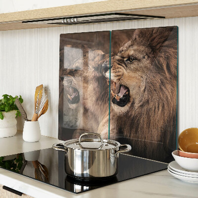 Glass kitchen board Roaring lions