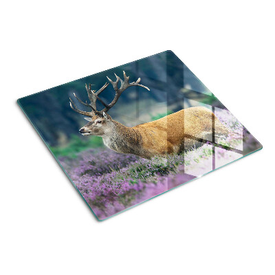Glass chopping board Deer in a lavender landscape